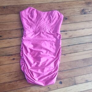 Honey And Rosie Sparkly Pink Strapless Corset Minidress